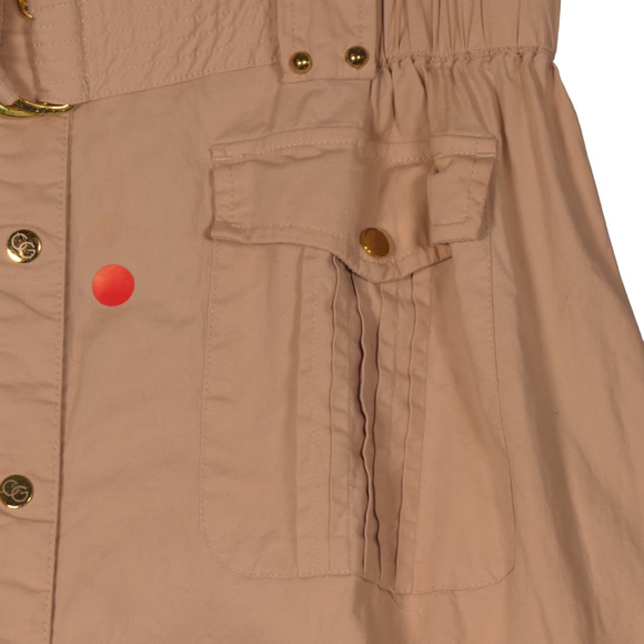 Coogie Safari Mini Dress Womens L Khaki Sequin Tiger Detail Pockets Roll Tab - Picture 6 of 15